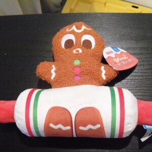 Bark Gingerbread Dog Toy - Brown, Red, White